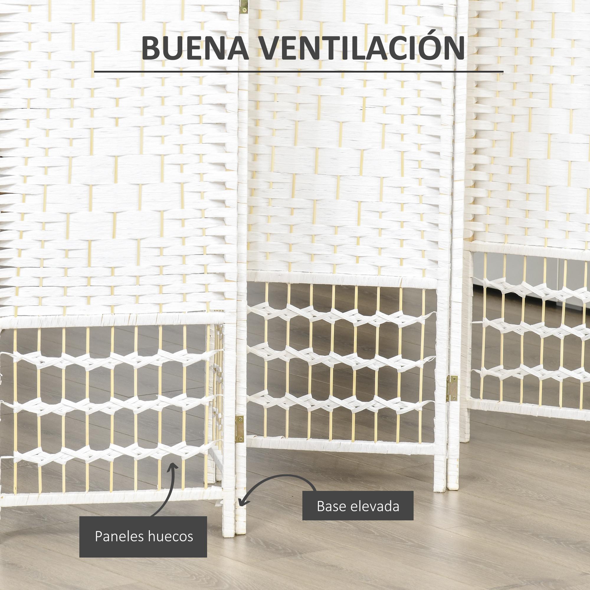 Biombo de 6 Paneles Separador de Ambientes Plegable 242x170 cm Divisor de Habitación de Fibra de Papel Decoración Elegante para Dormitorio Salón Blanco