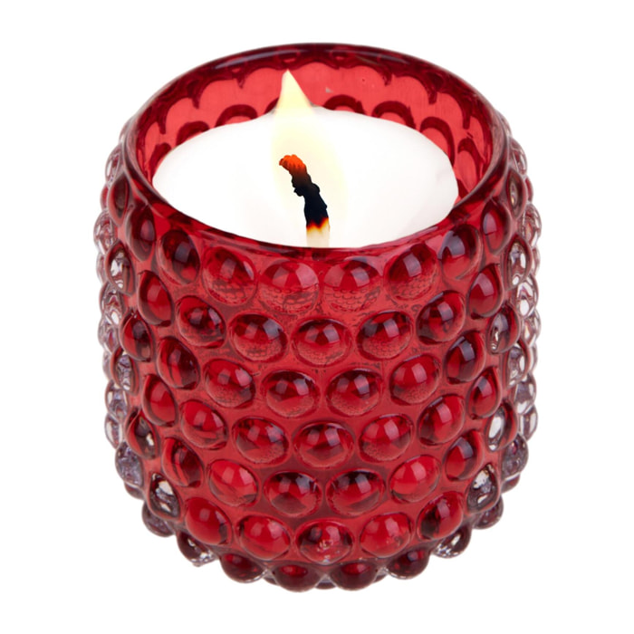 Porta Candela Bubble - Pezzi 6 - Colore Rosso - 9x9Hx9cm - Bianchi Dino