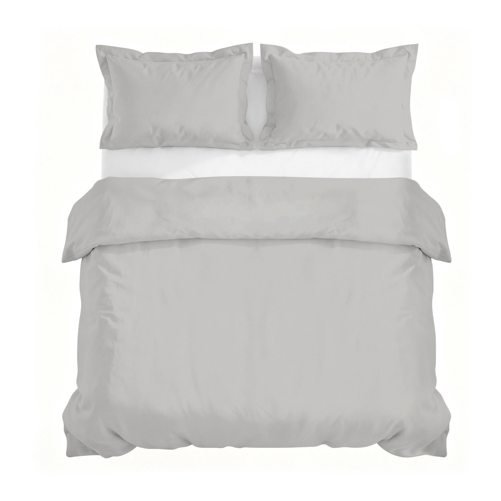 PARURE COPRIPIUMINO RASO CLOE, 100% Raso di Cotone, Made in Italy - GRIGIO CHIARO