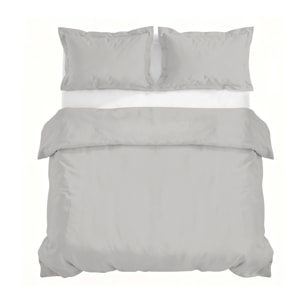 PARURE COPRIPIUMINO RASO CLOE, 100% Raso di Cotone, Made in Italy - GRIGIO CHIARO