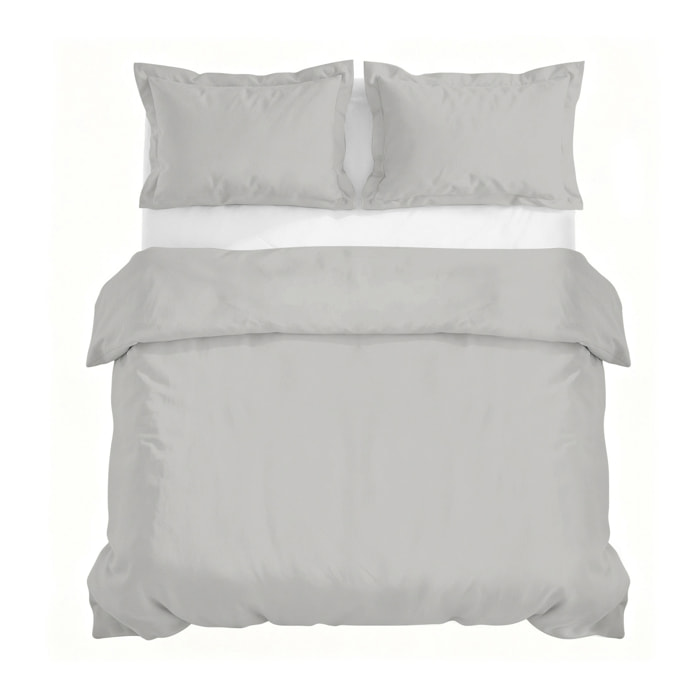 PARURE COPRIPIUMINO RASO CLOE, 100% Raso di Cotone, Made in Italy - GRIGIO CHIARO