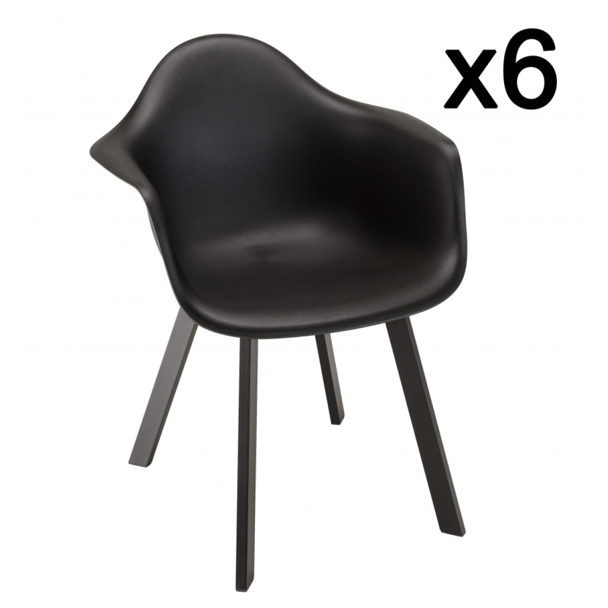 MALO - Lot de 6 fauteuils noirs dossier arrondi