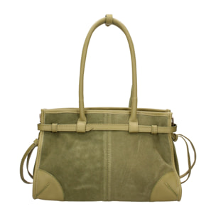 Borsa a spalla da donna Made in Italy - Modello Novara Ultra - Pelle scamosciata - 31.5 x 20.0 x 14.0 cm