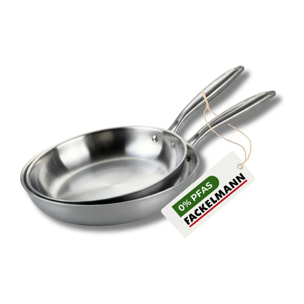 2 poêles 26 cm et 28 cm inox 18/10 Triply Fackelmann Vita3