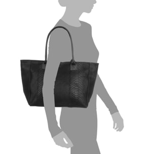 Avola borsa a spalla donna. Pelle autentica camoscio incisa serpente.