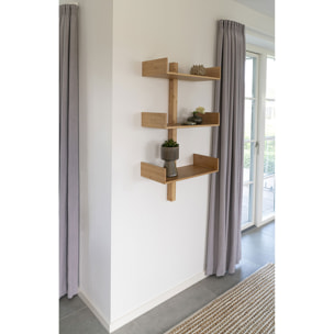 Libreria a muro Villa in bambù naturale con 3 ripiani 50x25x102 cm