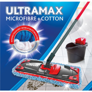 Vileda - Pack de 4 - UltraMax recharge Micro&Coton, recharge spéciale carrelage - Microfibre officielle de rechange Vileda