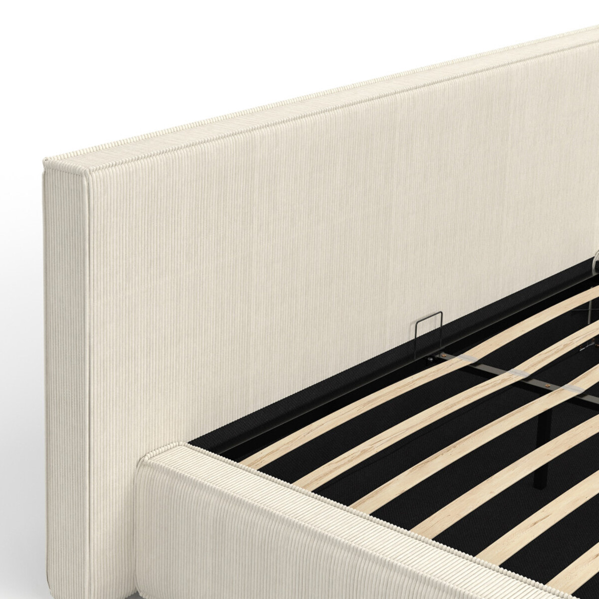 Lit coffre Joyce 160x200cm velours côtelé beige