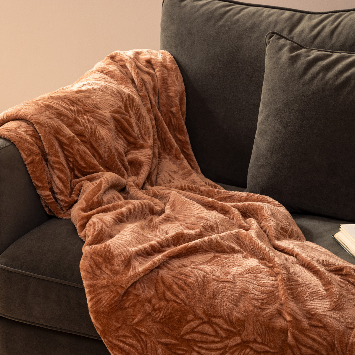 Plaid flanelle Roy terracotta 125x150cm