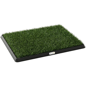 Litière gazon synthétique chien 2 tapis 3 couches dim. 63L x 50l cm