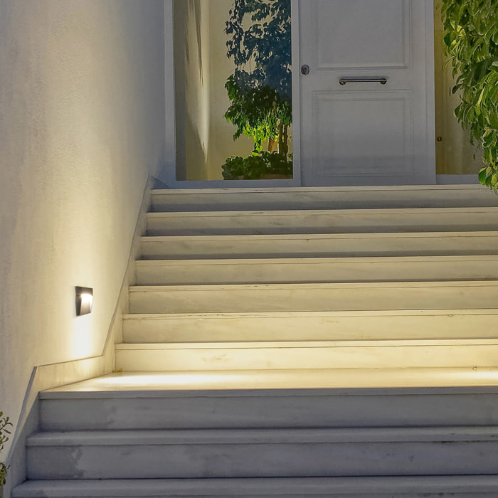 FORLIGHT Nod Square - Foco LED Exterior IP65 de Superficie para Pared. Lámpara de Pared para Señalizar Caminos | Escaleras y Ro