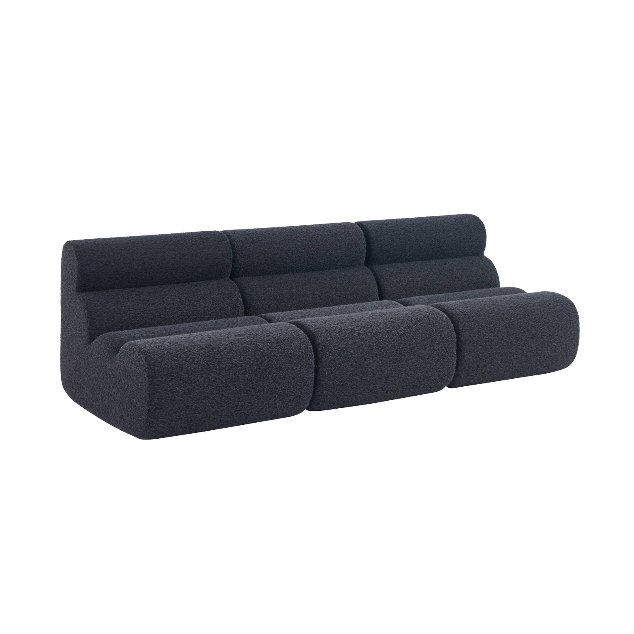 Lot de 3 chauffeuses tissu effet alpaca bleu foncé 1 place - L 81 x P 99 x H 75cm - Nova