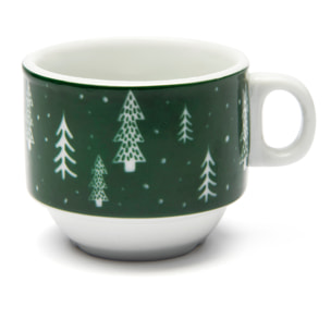 Confezione 4 tazze da caffè con supporto Excelsa – Green Winter, Porcellana Verde