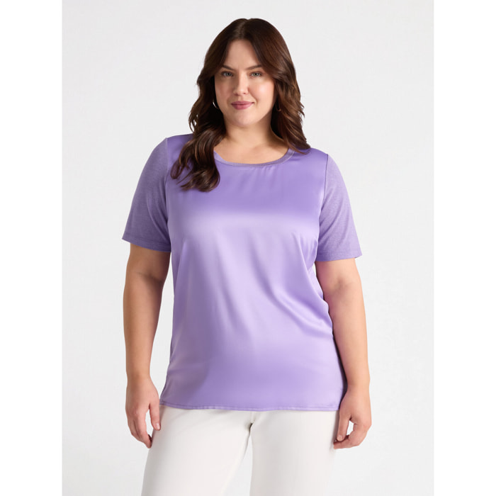 Fiorella Rubino - Camiseta de jersey de satén y lurex - Violeta