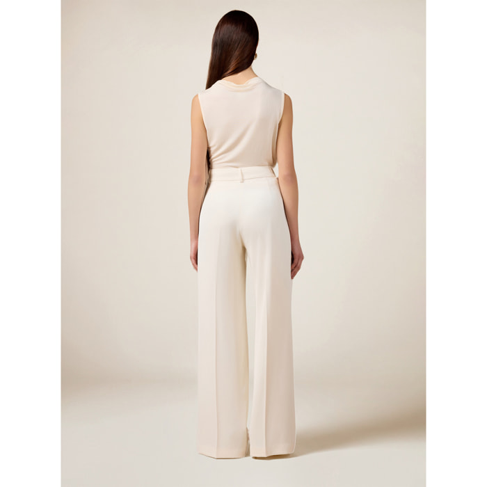 Oltre - Pantaloni palazzo in tessuto crêpe - Bianco