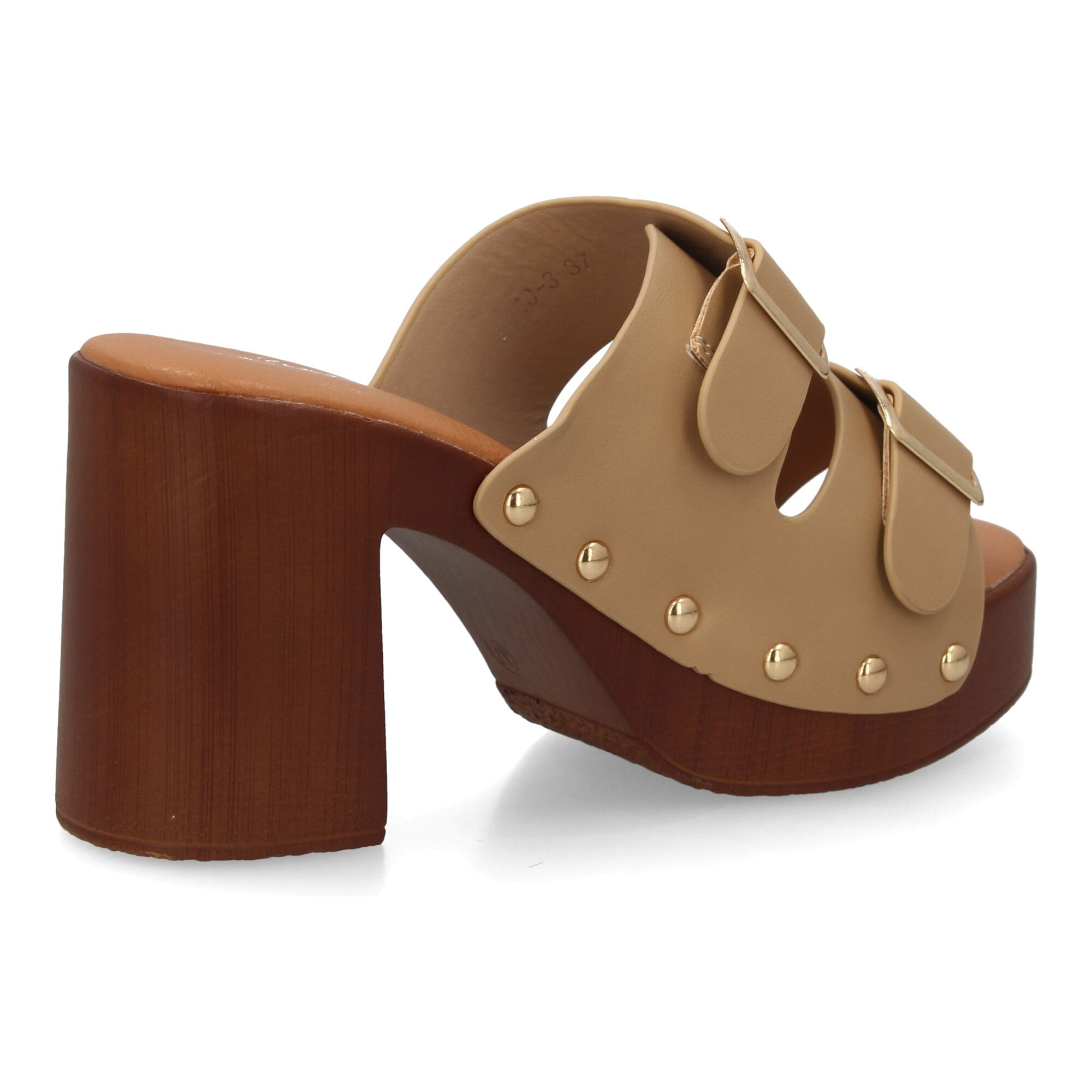 Sandalia plataforma mujer con hebillas y tachuelas