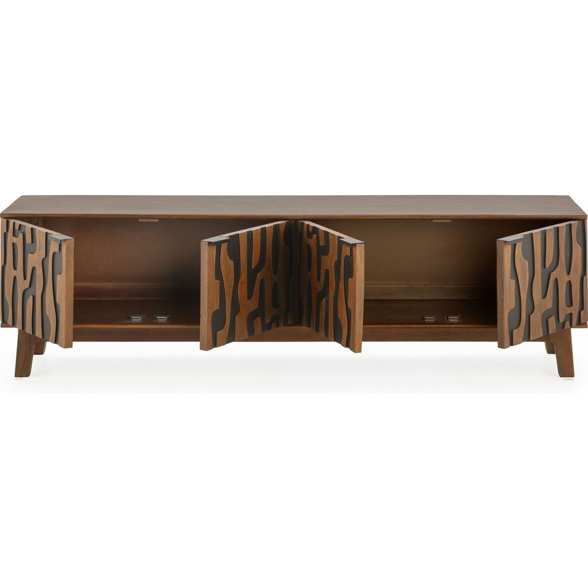 Meuble TV 4 portes en bois de manguier - VESPER