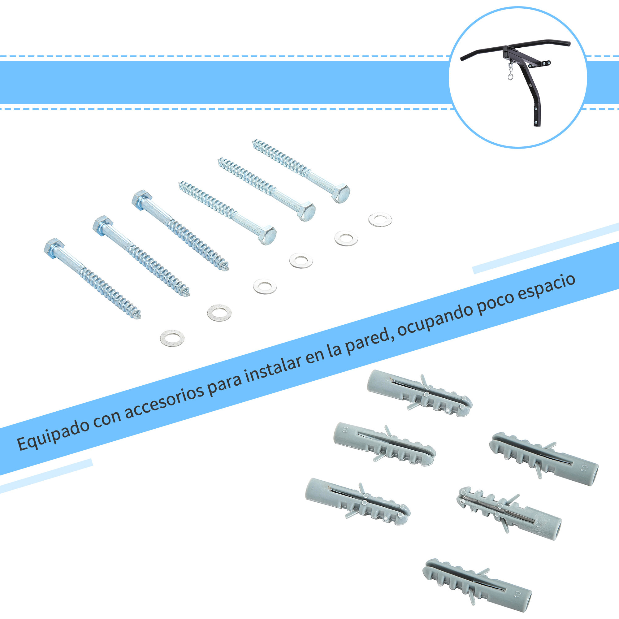 2 en 1 Barra de Dominadas para Pared Acero Soporte de Saco de Boxeo 93x47x51 cm