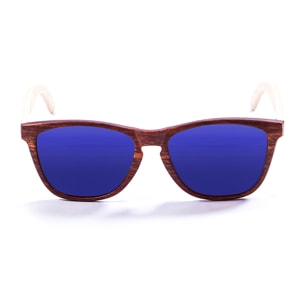 Gafas de sol OCEAN SEA WOOD - De brazo natural de bambú con frente marrón / Revo azul