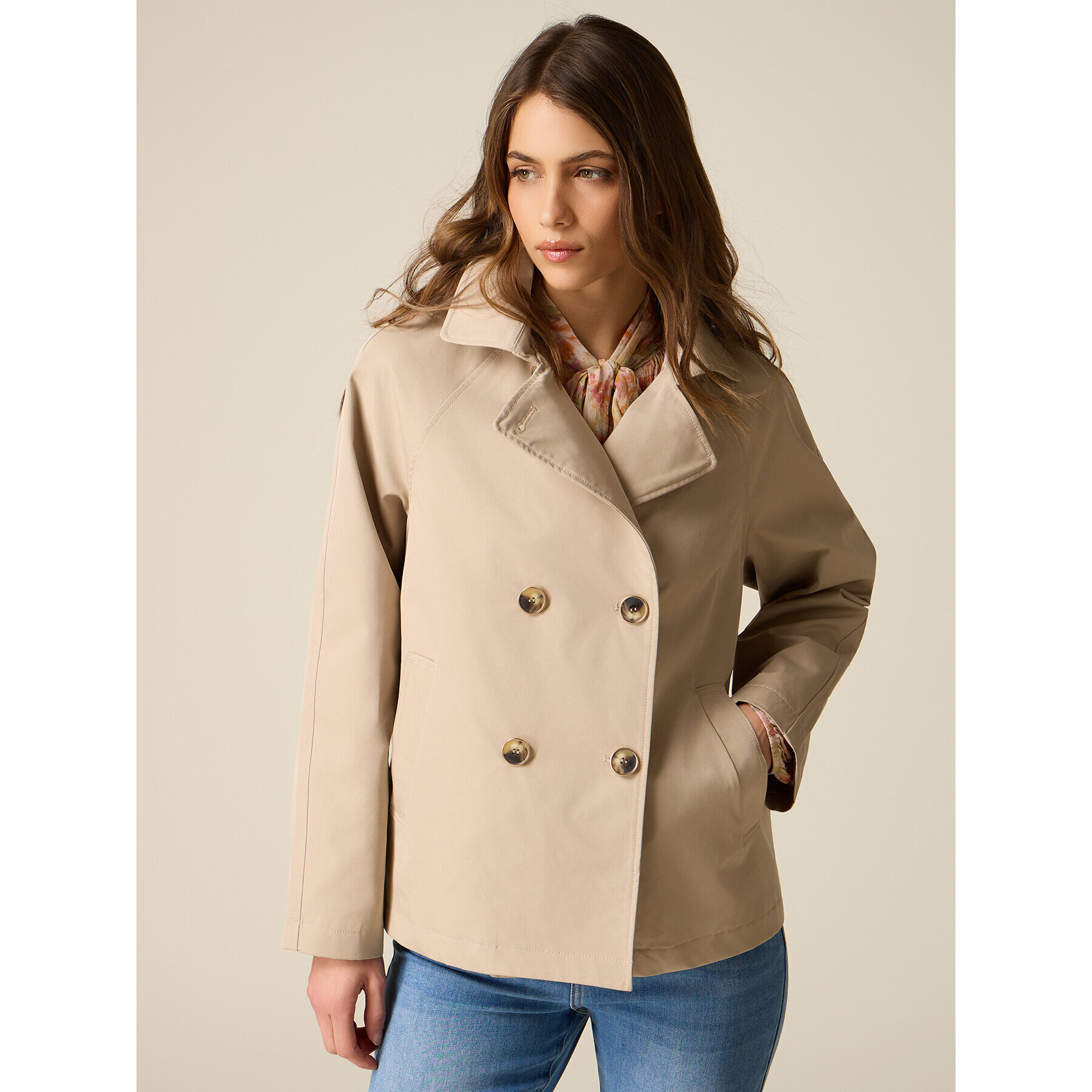 Oltre - Trench corto doppiopetto - Beige