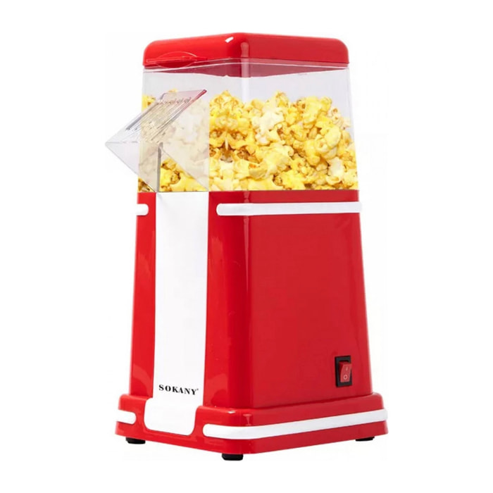 Macchina per popcorn elettrica retrò 1200w aria, senza olio, in 3 min.