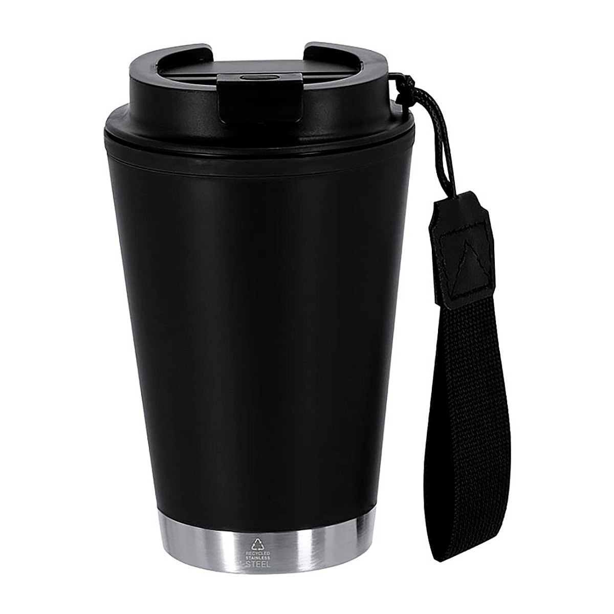 Vaso térmico de doble pared en PP reciclado, combinado con base de acero inoxidable reciclado. Con 300 ml de capacidad. Libre de BPA.