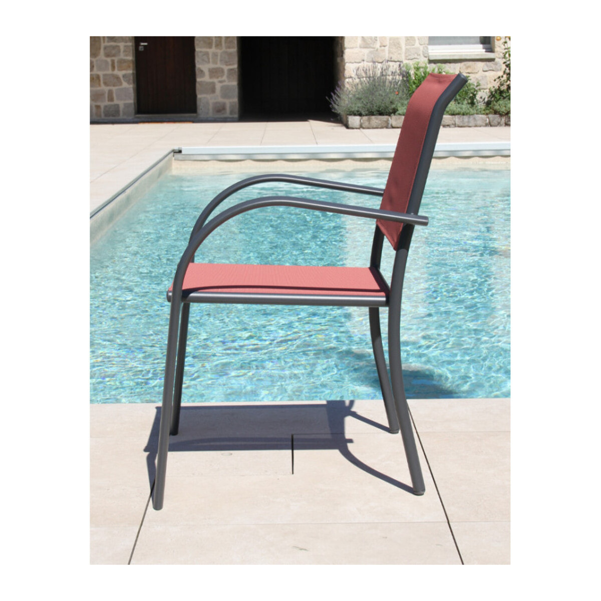 HONFLEUR BEZIERS CHENE - Ensemble table et chaises de jardin  - Anthracite et Terracotta