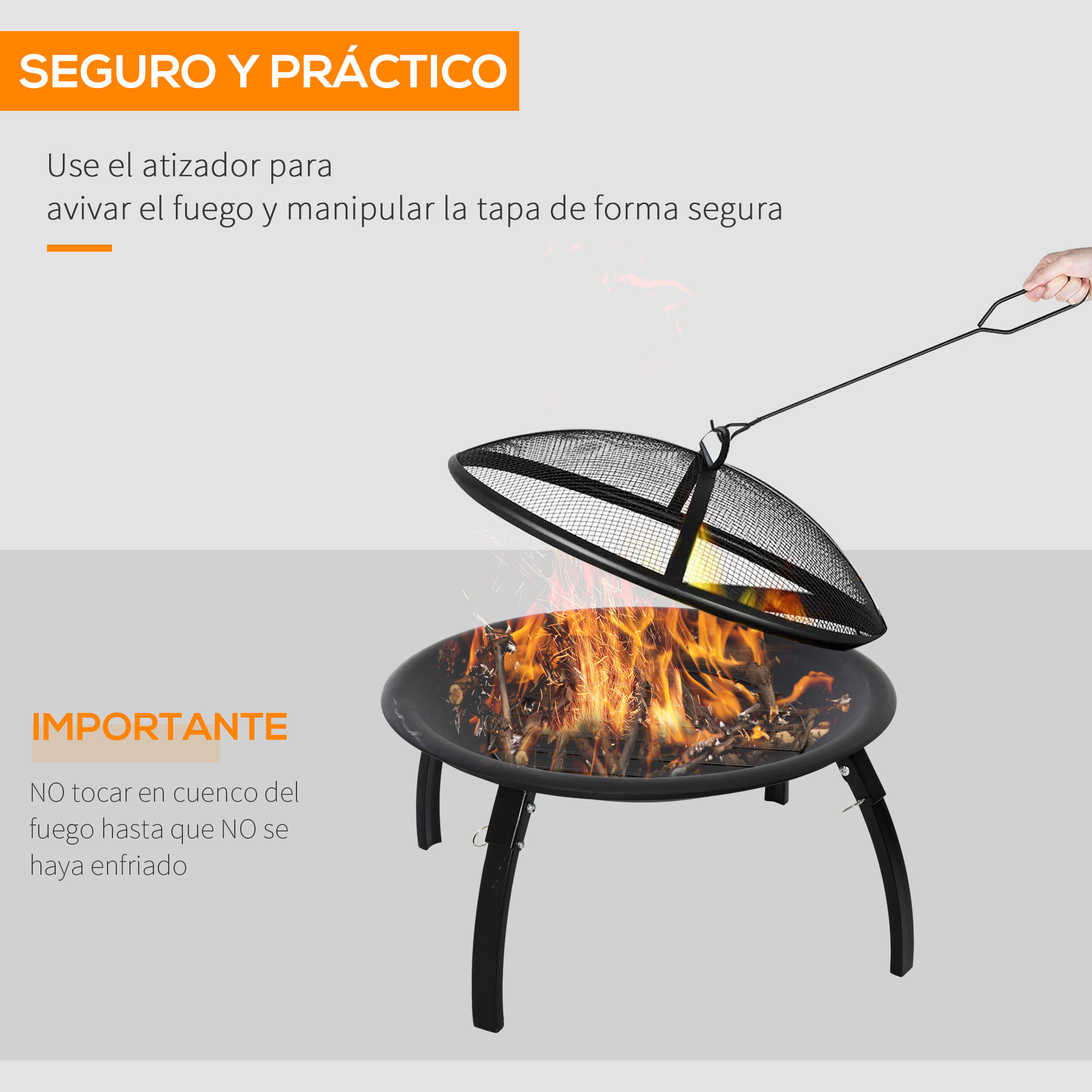 Brasero Exterior para Calefacción Barbacoa Terraza Patio Jardín Ø56 cm Negro