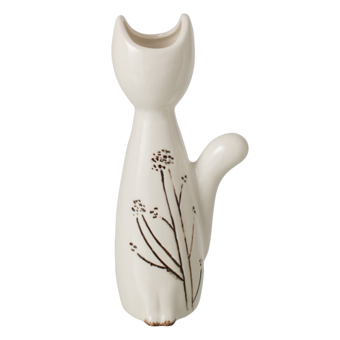 J-Line Vase chat - porcelaine - blanc/noir - small