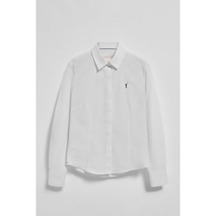 Camicia slim in popeline bianca con logo Rigby Go ricamato