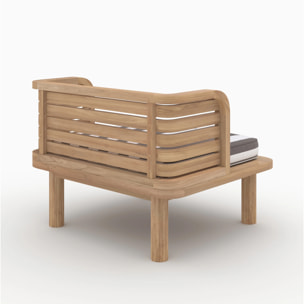 Fauteuil de jardin en teck massif et coussin rayé gris - Kilda