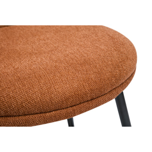 Tabourets de bar design en tissu effet velours texturé terre brûlée et métal noir (lot de 2) ROSALIE