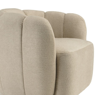 AGATHE - Fauteuil rembourré en tissu beige