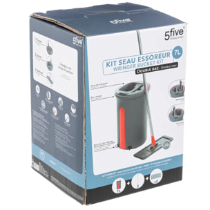 Seau essoreur avec balai 7L Lena