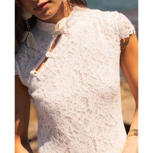 Vestido midi de encaje con lentejuelas