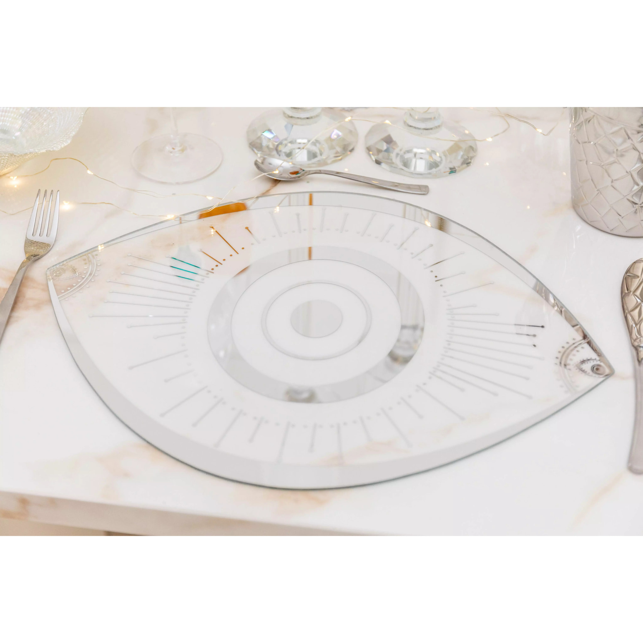 Lot de 6 Dessous d'assiette ?il en verre transparent 43x33cm