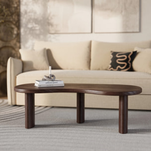 Table basse organique en bois massif de mindi foncé - Brandan