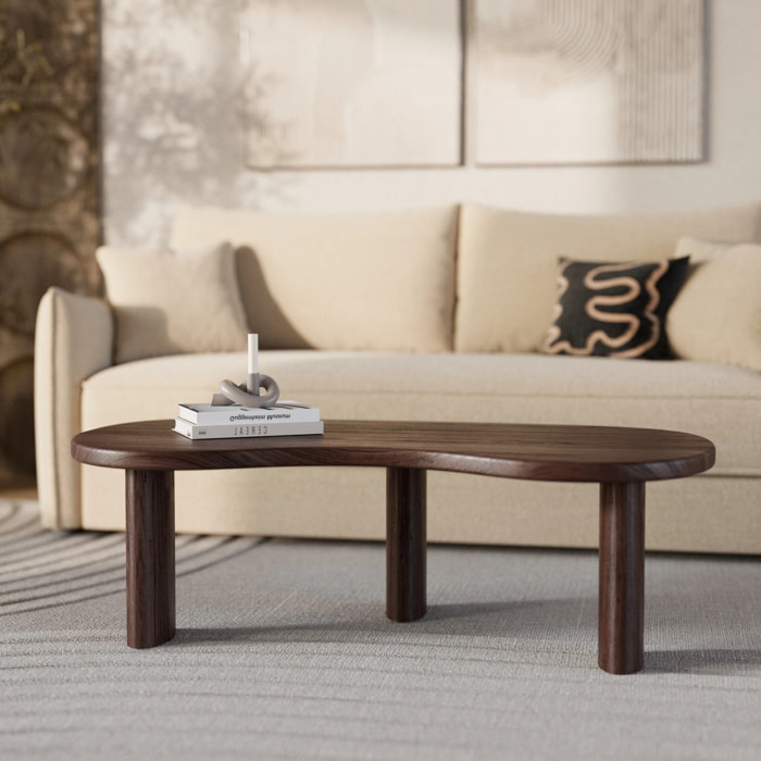 Table basse organique en bois massif de mindi foncé - Brandan