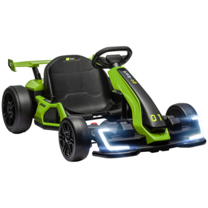 HOMCOM Go Kart Elettrico per Bambini 6-12 Anni 24V 12km/h con Seggiolino Regolabile, Verde