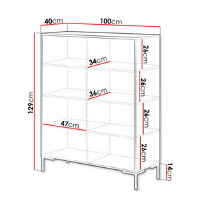 Cambridge - buffet haut - effet bois et noir - 2 portes - 129 cm - Bois / Noir