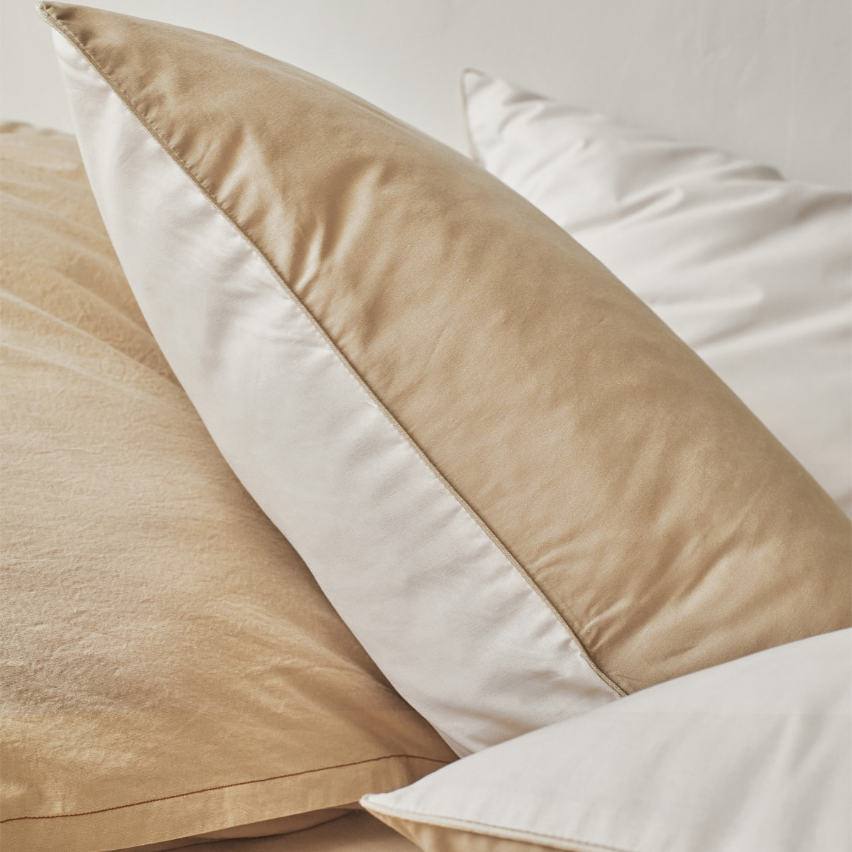 Housse de couette bicolore en coton, BONS JOURS, Beige Sable/ Beige Crème