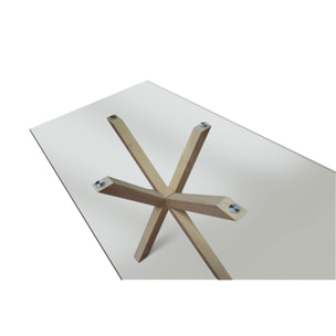 Tavolo SILVER LAKE in vetro trasparente e legno naturale, 160x90 cm