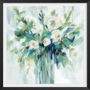 Affiche Aquarelle bouquet vert Affiche sous cadre noir