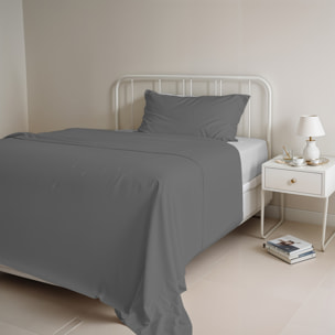 COMPLETO LETTO NATURAL COLOUR MADE IN ITALY COTONE-GRIGIO CHIARO/FUMO SINGOLO