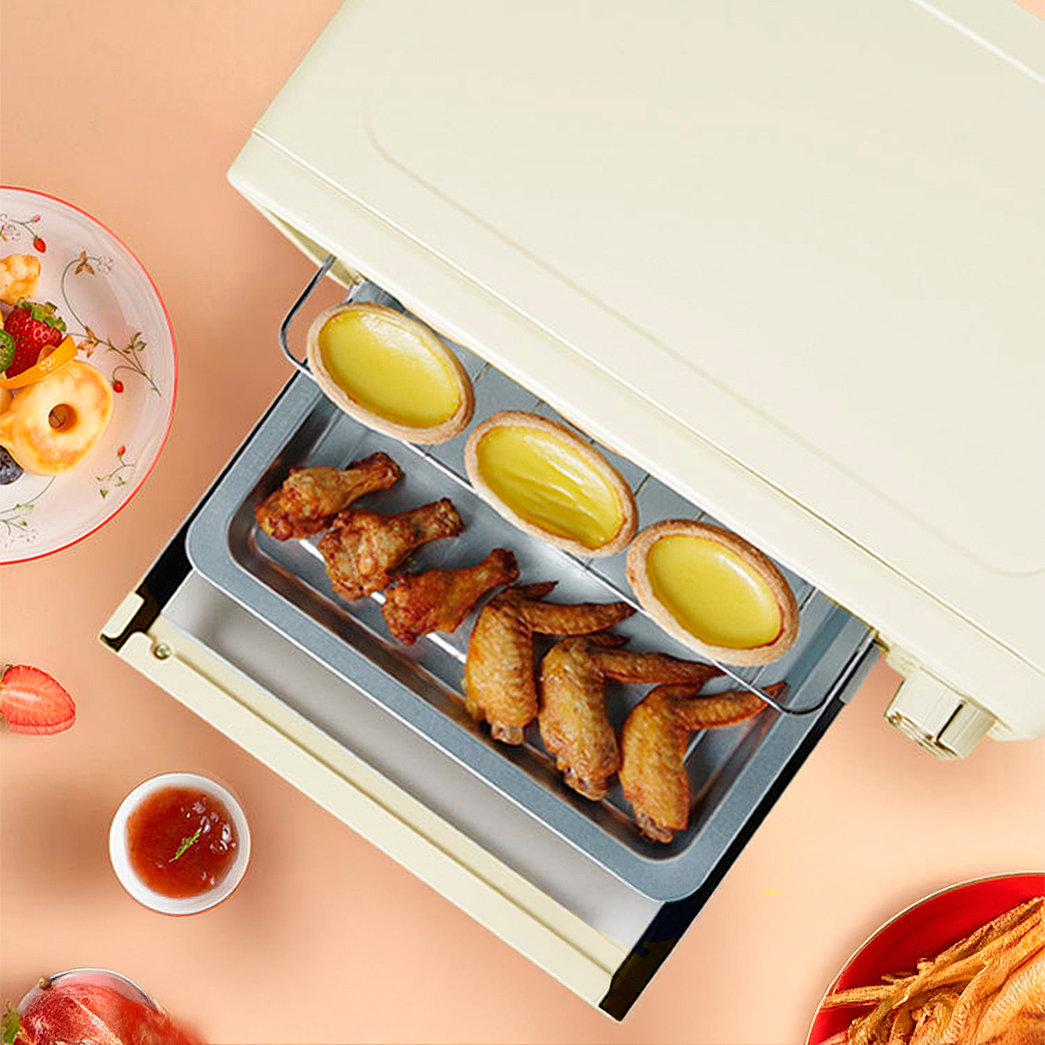 Forno elettrico da tavolo con una capacità di 22 litri. Pannello di controllo meccanico e 1000W di potenza.