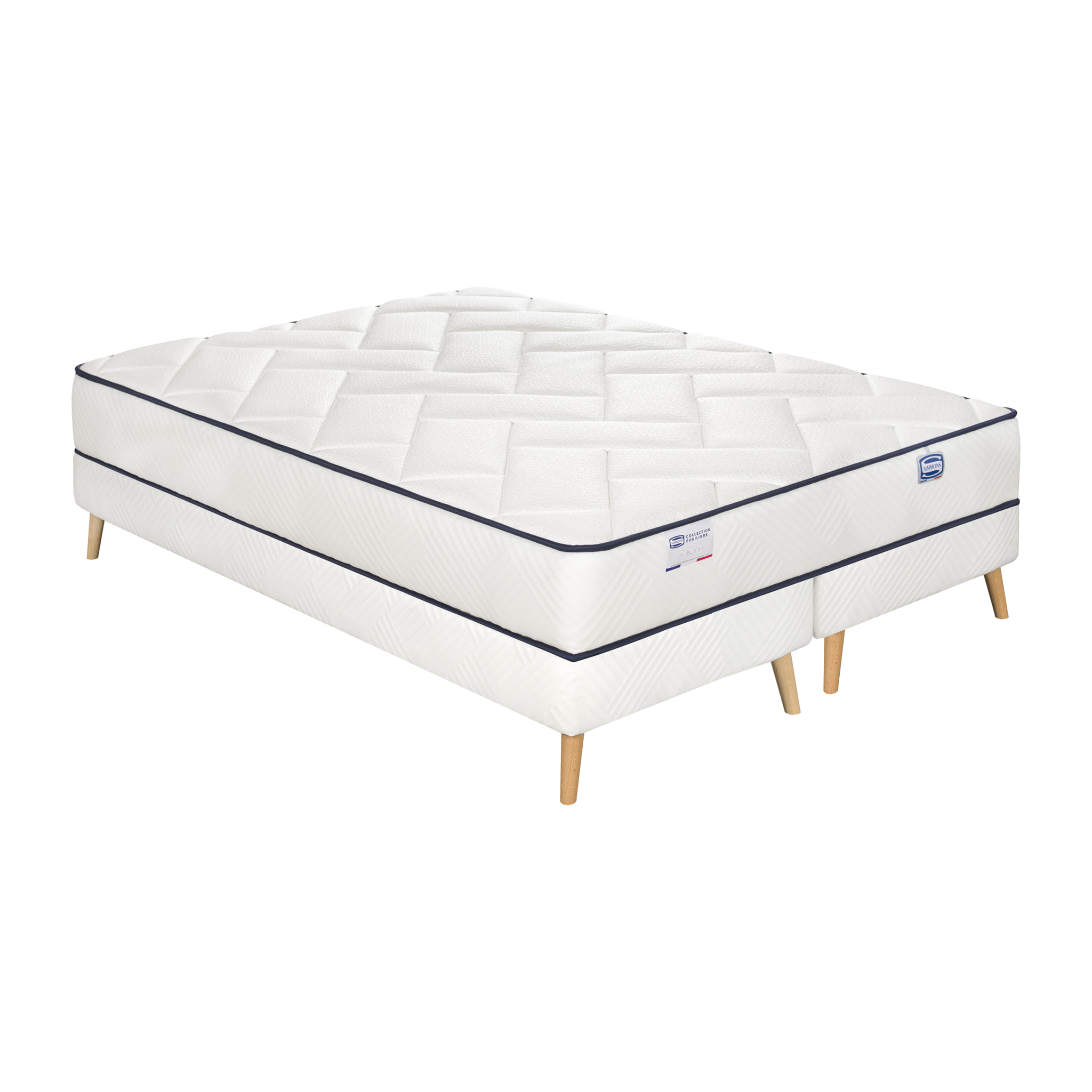 Ensemble L'EVIDENT, matelas ressorts ensachés , ferme, H23 + 2 sommiers