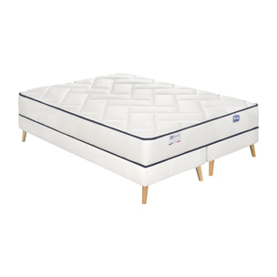 Ensemble L'EVIDENT, matelas ressorts ensachés , ferme, H23 + 2 sommiers