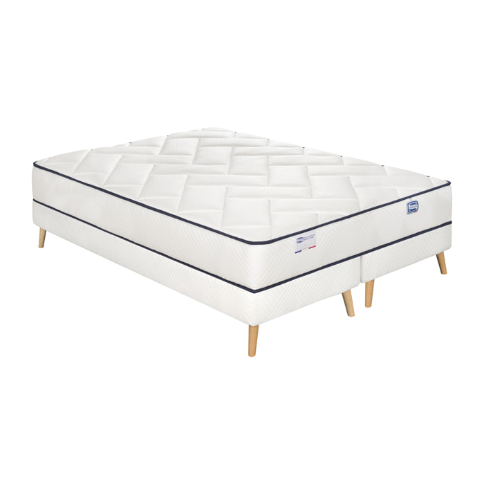 Ensemble L'EVIDENT, matelas ressorts ensachés , ferme, H23 + 2 sommiers