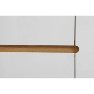 Buffet scandinave blanc laqué brillant et finition bois clair 2 portes 2 tiroirs L160 cm MELKA