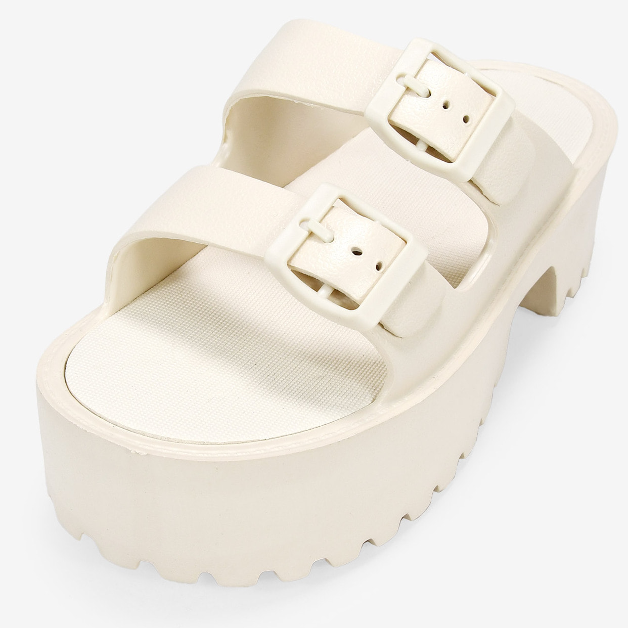 Sandalias de plataforma beige en goma